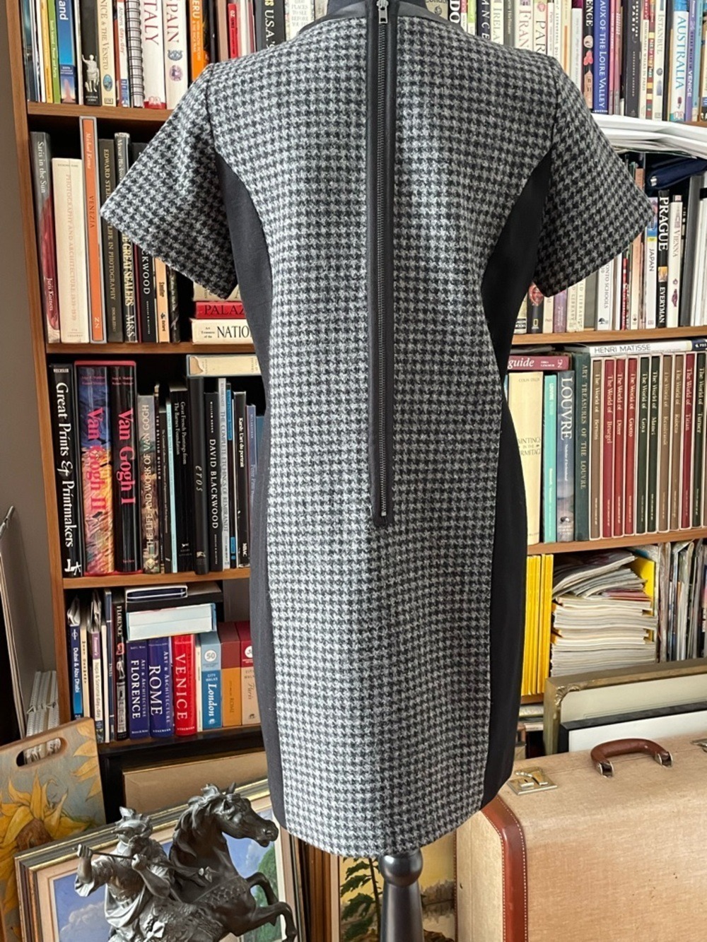 J. Crew Houndstooth Sheath Dress Black Gray Size 8 NWT - Picture 6 of 12